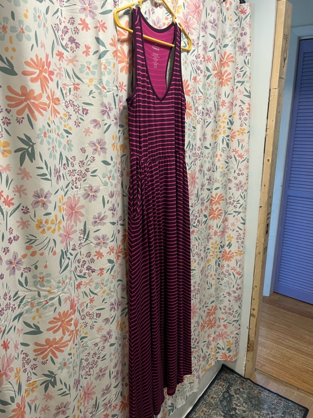 torrid Sleeveless Striped Maxi Dress in Magenta & Black - Picture 2 of 6